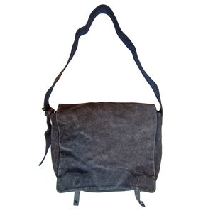 Club Monaco Dark Green Grey Suede Large Oversized Slouchy Crossbody Bag